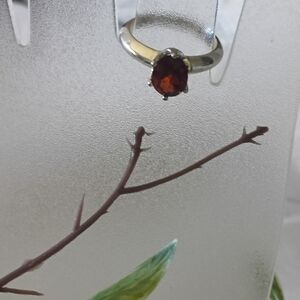 Vintage Sterling Silver and Garnet Gemstone Ring Size 8 Signed